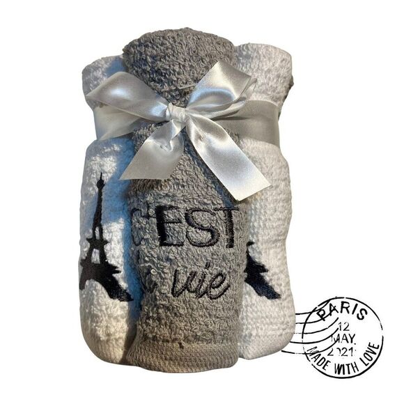 Wash Cloths 100% Cotton Set of 5 in Gift Basket - Picture 2 of 3